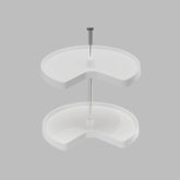Dowell 2-Tier Lazy Susan - Kidney Shape for Corner Base Cabinets, Plastic Shelves, Swivel, White - 4011 270 Series