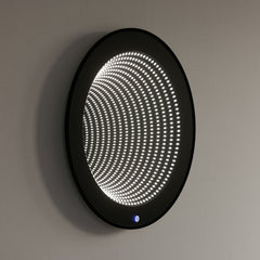 Dowell 28" Round LED Tunnel Wall Mirror - Touch Switch Light, Black Metal Frame - 5006 027 10ML