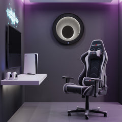 Dowell 28" Round LED Tunnel Wall Mirror - Touch Switch Light, Black Metal Frame - 5006 027 10ML