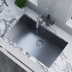Dowell 30" L x 18" W Handcrafted Undermount Kitchen Sink 18 Gauge Stainless Steel 9" Depth Single Bowl With Grid Strainer