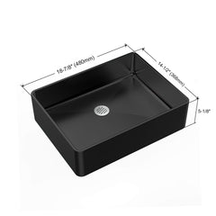 Dowell 18-7/8" Bathroom Rectangular Vessel Sink - Stainless Steel 18 Gauge, 5-1/8" Deep - 6004 1915 Series