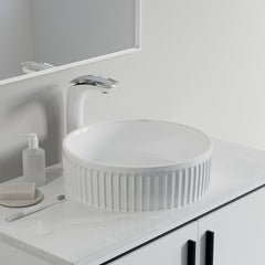 Dowell 6004 Modern Bathroom Design Fluted Round Ceramic Vessel Sink