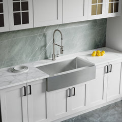 Dowell 35-7/8" L x 20-3/4" W Handcrafted Apron-Front Farmhouse Undermount Kitchen Sink 16 Gauge Stainless Steel 10" Depth Single Bowl With Grid Strainer