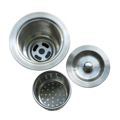 Dowell 3-1/2" Kitchen Sink Drain Assembly with Strainer Basket and Stopper - Stainless Steel - 6011 01 Series