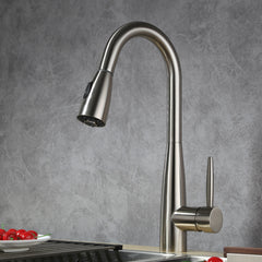 Dowell Kitchen Sink Faucet - 8002 005 Series - High Arc, Pull-Down Sprayer, Single Handle, Single Hole