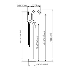 Dowell Freestanding Bathtub Faucet - 8003 001 Series, Floor Mounted Brass Bathroom Tub Faucets with Hand Shower