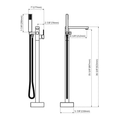 Dowell Freestanding Bathtub Faucet - 8003 002 Series, Floor Mounted Brass Bathroom Tub Faucets with Hand Shower