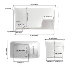 Dowell 47" Japanese Soaking Bathtub Solid Surface Freestanding Tub With Seat-BT003 Series