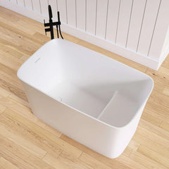 Dowell 47" Japanese Soaking Bathtub Solid Surface Freestanding Tub With Seat-BT003 Series