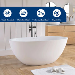 Dowell 55" Modern Freestanding Bathtub – Deep Soaking Solid Surface Resin Stone Tub - BT033 Series