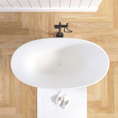 Dowell 55" Modern Freestanding Bathtub – Deep Soaking Solid Surface Resin Stone Tub - BT033 Series