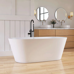 Dowell 63" Modern Rectangular Freestanding Solid Surface Resin Stone Soaking Bathtub-BT034 Series