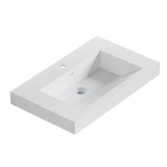 Dowell 30”-Solid Surface Wall-Mounted Bathroom Sink, Top-Mount Basin – ADA-Compliant