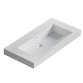 Dowell 36”-Solid Surface Wall-Mounted Bathroom Sink, Top-Mount Basin – ADA-Compliant