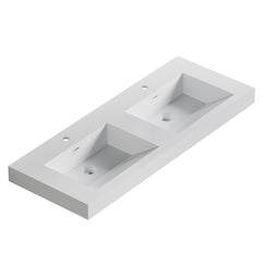 Dowell 48”-Solid Surface Wall-Mounted Bathroom Sink, Top-Mount Basin – ADA-Compliant
