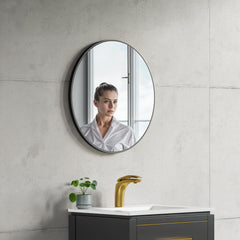 Dowell 23-5/8" Round Wall Mirror for Bath/Living Room/Hallway - Aluminum Frame - 5004 Series