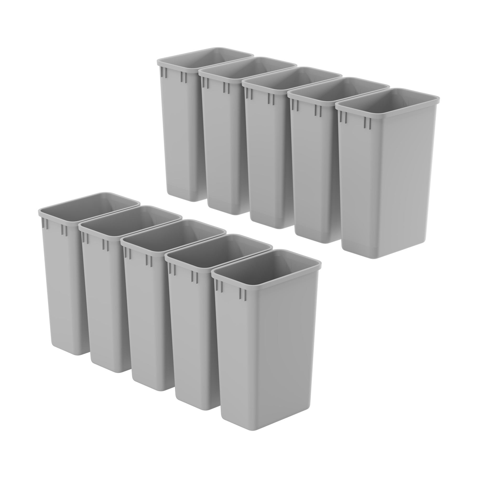 dowell grey plastic trash can 13gal 4000 50 04 45 degree view 10pack
