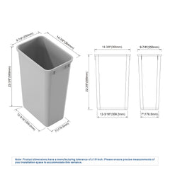 dowell grey plastic trash can 13gal 4000 50 04 dimension drawing