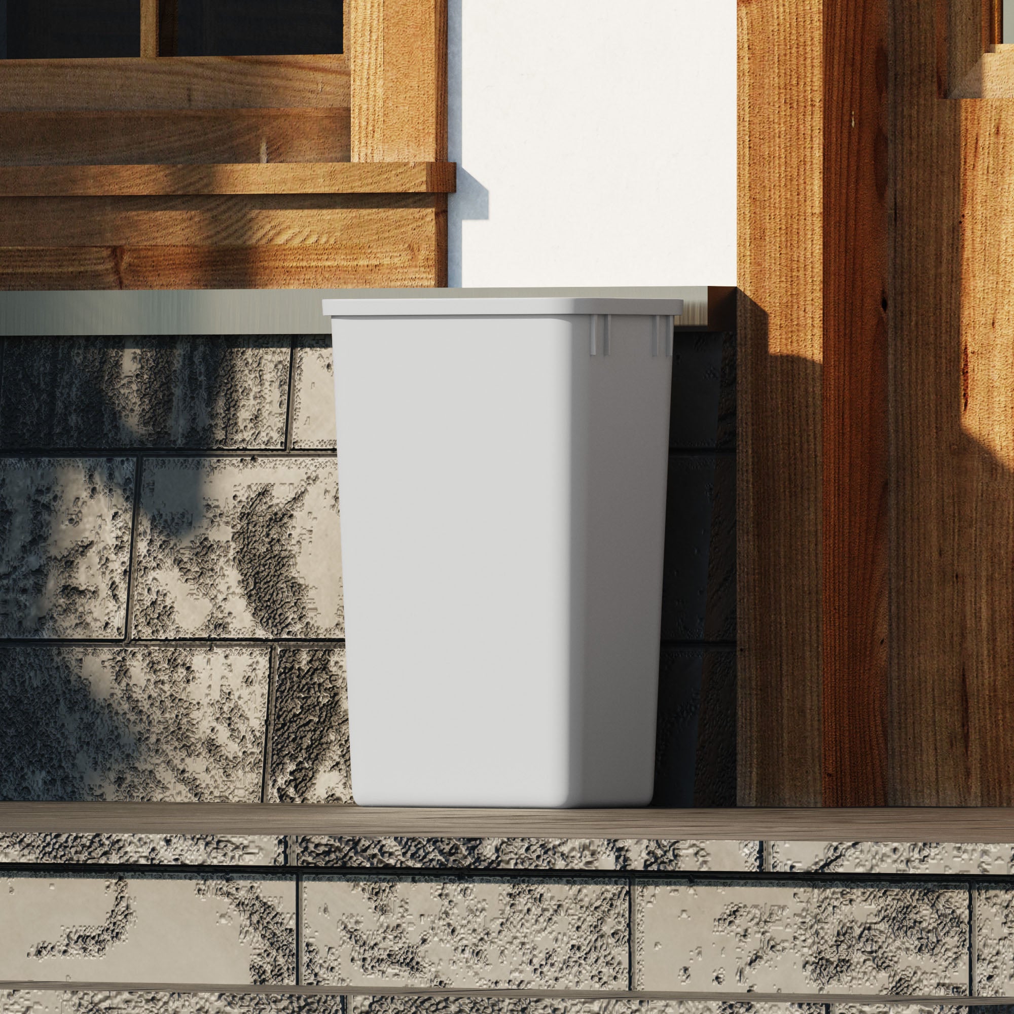 dowell grey plastic trash can 13gal 4000 50 04 exterior life view