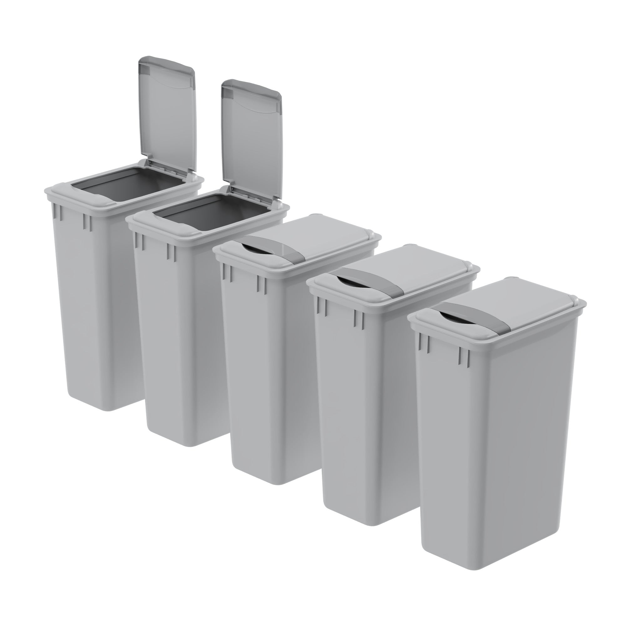 dowell grey plastic trash can 13gal 4000 50 04 with lid open 45 degree view
