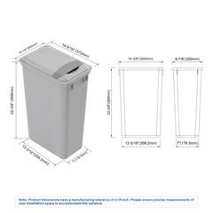dowell grey plastic trash can 13gal 4000 50 04 with lid dimension drawing