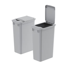 dowell grey plastic trash can 13gal 4000 50 04 with lid open 45 degree view 2pack