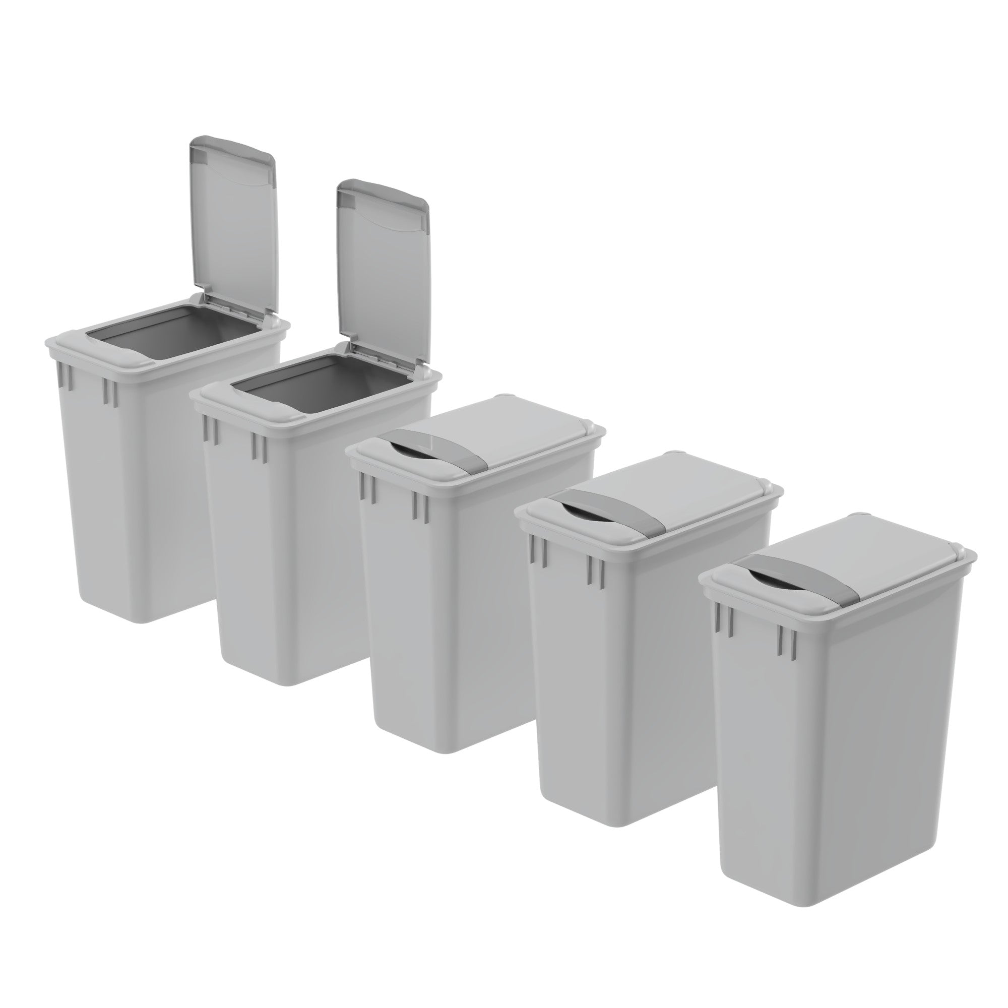 dowell grey plastic trash can 9gal 4000 35 04 with lid open 45 degree view 5pack