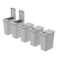dowell grey plastic trash can 9gal 4000 35 04 with lid open 45 degree view 5pack