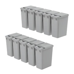dowell grey plastic trash can 9gal 4000 35 04 with lid close 45 degree view 10pack