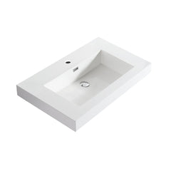 Dowell 30" Bathroom Topmount Resin Basin with Overflow - One 19-1/4" Sink, 4-3/8" Deep - 000 3018BP Series