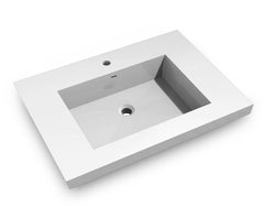 Dowell 30-3/4" Bathroom Topmount Resin Basin with Overflow - One 19-5/8" Sink, 4-3/4" Deep - 000 3122BP Series