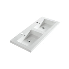 Dowell 48-1/8" Bathroom Topmount Resin Basin with Overflow - Two 19-1/4" Sinks, 4-3/8" Deep - 000 4818BP Series