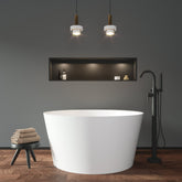 Dowell 47-1/4" Freestanding White Stone Resin Round Bathtub - 77 Gallon Capacity - 078 48 01 Series
