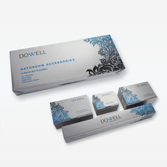 Dowell 4-Piece Bathroom Accessory Set - Squared Design - Bath Towel Bar, Hand Towel Ring, Toilet Paper Holder, Towel/Robe Hook - 1005 41 Series