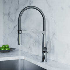 Dowell Kitchen Sink Faucet - 8002 016 Series - High Arc, Pull-Down Sprayer, Single Handle, Single Hole