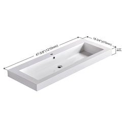Dowell 47-5/8" Bathroom Topmount Resin Basin with Overflow - One 41-3/8" Sink, 4-1/2" Deep - 000 4818BP-RS Series
