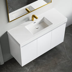 Dowell 48" Bathroom Topmount Resin Basin with Overflow - One 18-1/4" Sink, 3-1/8" Deep - 000 4818BPS Series