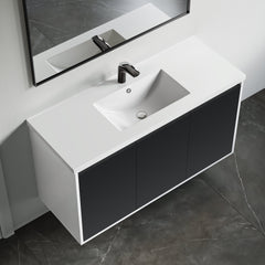 Dowell 47-5/8" Bathroom Topmount Ceramic Basin with Overflow - One 20-1/2" Sink, 5-1/8" Deep - 000 4818BT Series