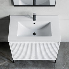 Dowell 30" Bathroom Topmount Ceramic Basin with Overflow - One 18-1/8" Sink, 5-1/8" Deep - 000 3018BT Series