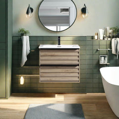 Dowell Vanity with Sink, Modern Vanity Bathroom with 2 Extra Big Drawers, Wall Mounted Floating - 003 Series