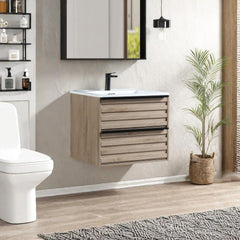 Dowell Vanity with Sink, Modern Vanity Bathroom with 2 Extra Big Drawers, Wall Mounted Floating - 003 Series
