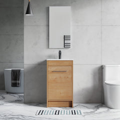 Dowell 18"  Unassembled Freestanding Bathroom Vanity Kit with White Ceramic Basin -  One or Two Soft-Close Doors, One Shelf - 012 Series - Oak Natura