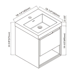 Dowell 18" to 48" Wall-Mounted Bathroom Vanity with Single Basin –  One Soft-Close Drawer, One Open Shelf (48" Adds Two Soft-Close Doors) - 015 Series - Grey Ashtree