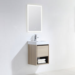 Dowell 18" to 48" Wall-Mounted Bathroom Vanity with Single Basin –  One Soft-Close Drawer, One Open Shelf (48" Adds Two Soft-Close Doors) - 015 Series - Grey Ashtree