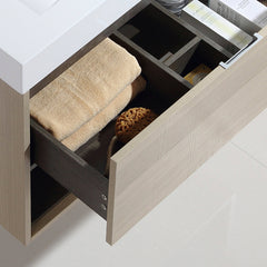 Dowell 30" Wall-Mounted Bathroom Vanity with Single Basin –  One Soft-Close Drawer, One Open Shelf - 015 Series - Grey Ashtree