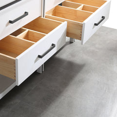 Dowell 60" Freestanding White Bathroom Vanity with Double Basin - One/Two Soft-Close Drawers and One/Two Open Shelves - 028 Series