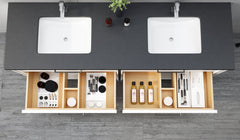 Dowell 72" Freestanding White Bathroom Vanity with Double Basin - One/Two Soft-Close Drawers and One/Two Open Shelves - 028 Series