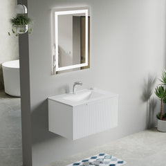 Dowell 30" Wall-Mounted/Floating Fluted Bathroom Vanity with Single Basin – Two Soft-Close Doors - 032 30 Series