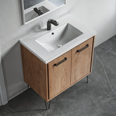 Dowell 30" Wall-Mounted or Freestanding Bathroom Vanity with Single Basin - Two Soft-Close Doors, Two Shelves - 037 30 Series