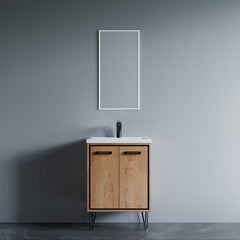 Dowell 24" Wall-Mounted or Freestanding Bathroom Vanity with Single Basin - Two Soft-Close Doors, Two Shelves - 037 24 Series